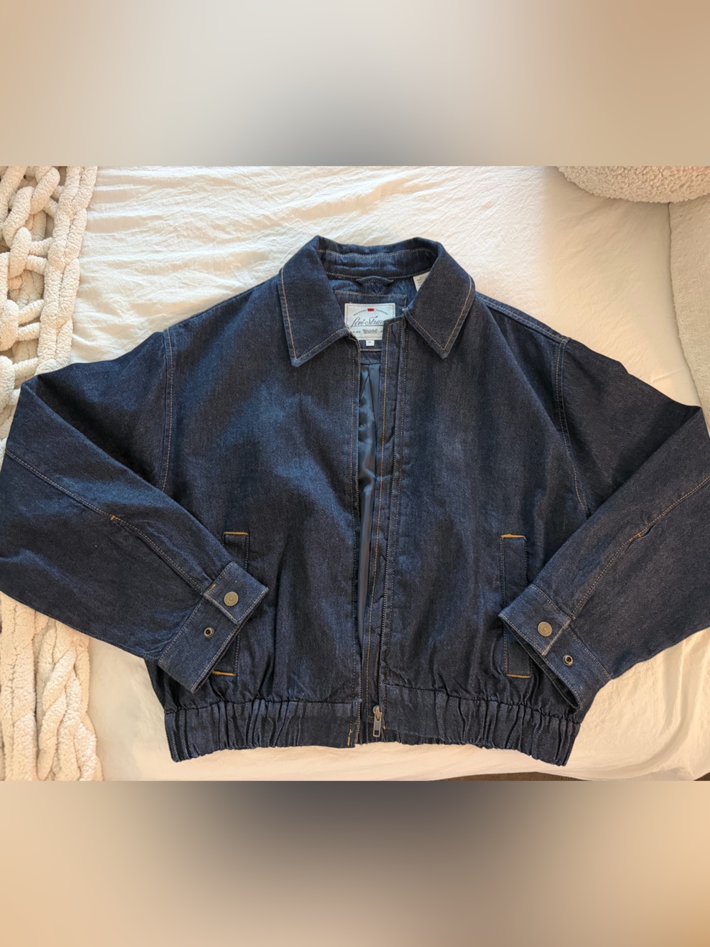 Levi’s Denim Collared Bomber Jacket - Dark Wash